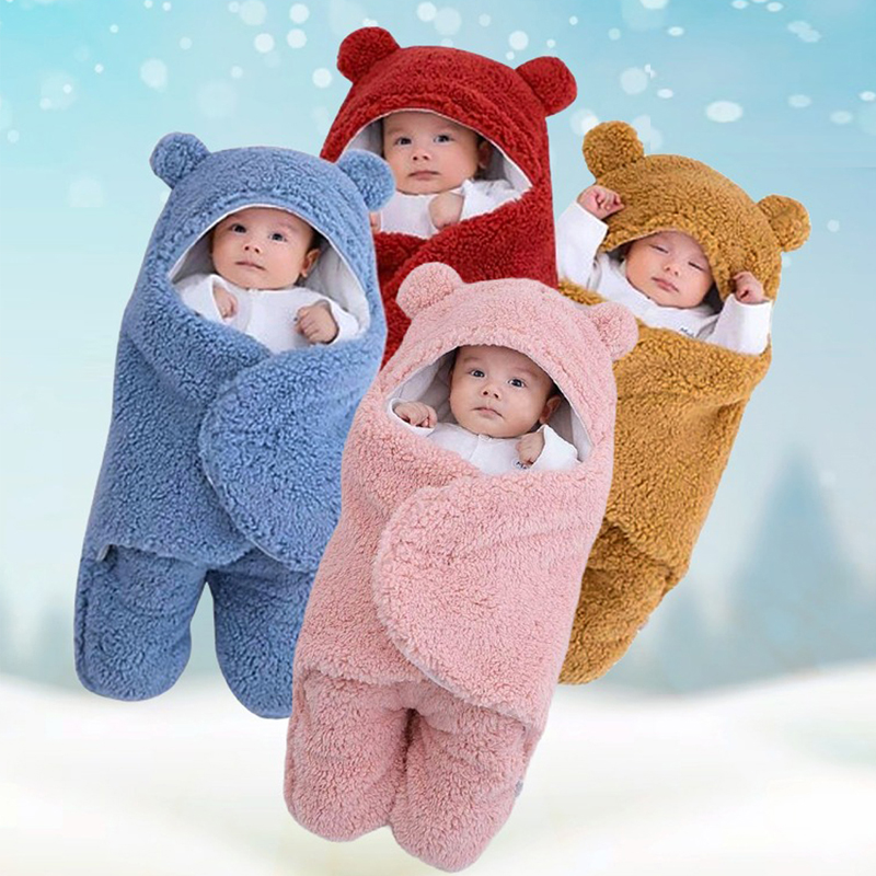 Baby Sleeping Bag Ultra-Soft Fluffy Fleece Newborn Receiving Blanket Infant Boys Girls ClothesSleeping Nursery Wrap Swaddle